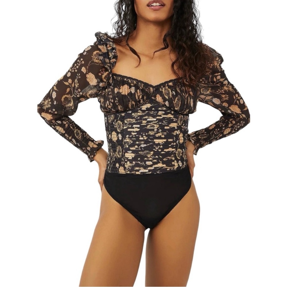 NWT Free People Intimately Free Brunch Date Bodysuit SZ XS 🖤✨ - Picture 1 of 14